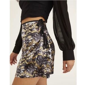 UO Paris Satin Wrap Mini Skirt